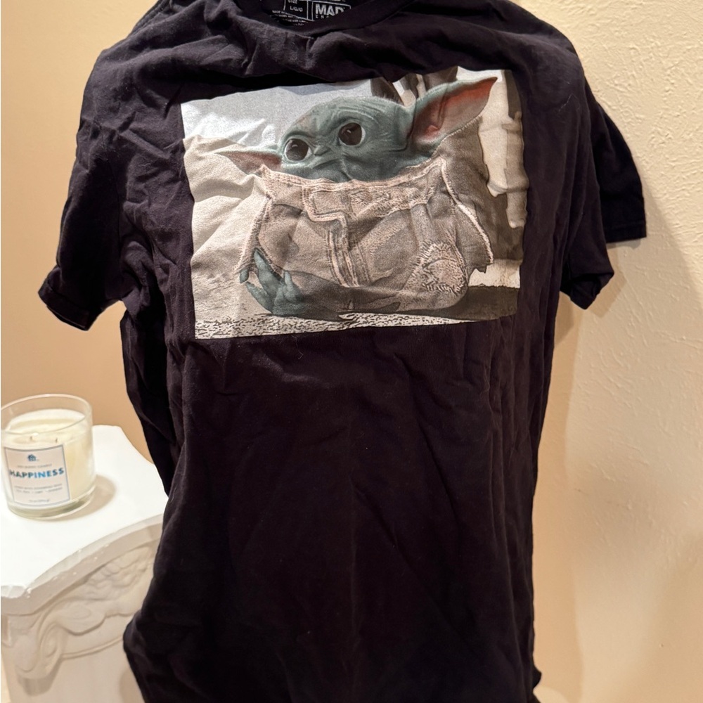 Star Wars Black Tee with Baby Yoda Graphic